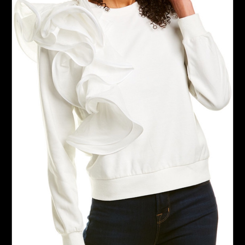 Side Floral Ruffle Detail Jersey Knit in perfect condition